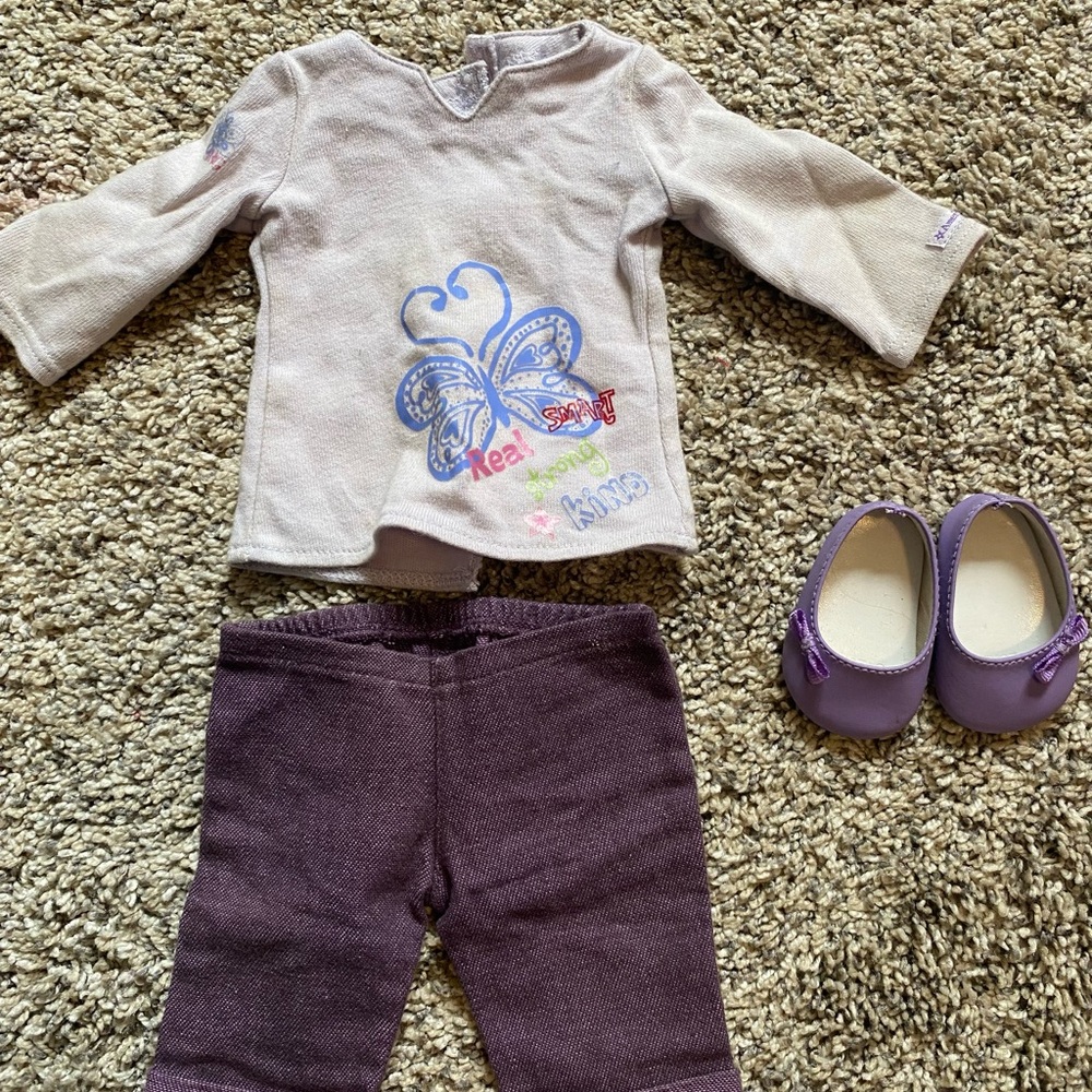 Purple American Girl Doll Outfit with Butterfly Design